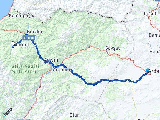 Ardahan Murgul Artvin Arası Kaç Km - Yol Haritası