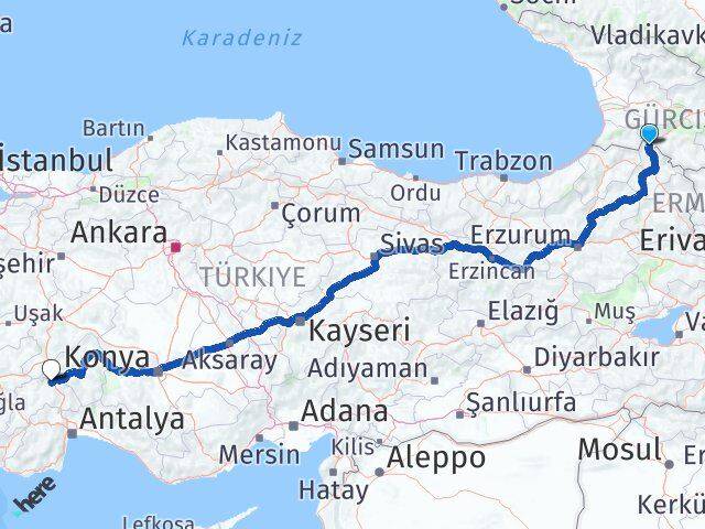 Ardahan Posof Burdur Arası Kaç Km - Yol Haritası