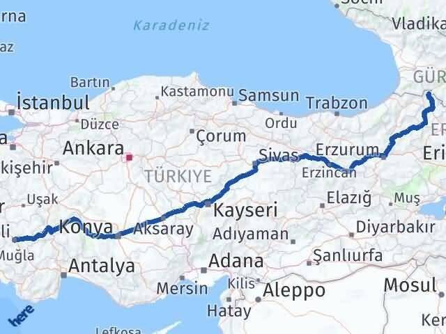 Ardahan Posof Denizli Arası Kaç Km - Yol Haritası