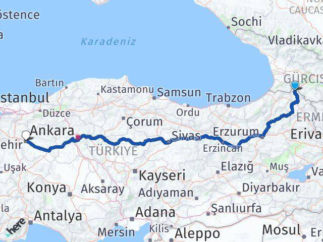 Ardahan Posof Eskişehir Arası Kaç Km - Yol Haritası