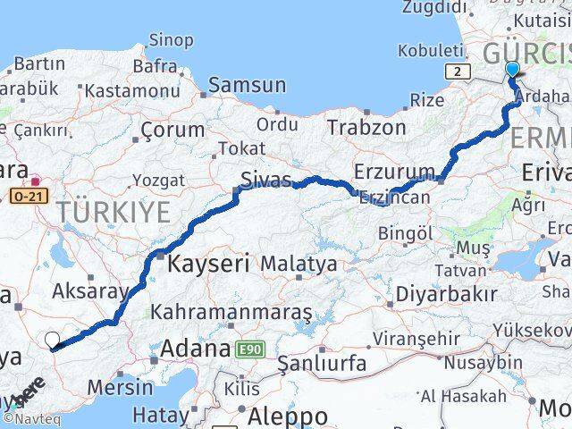 Ardahan Posof Karaman Arası Kaç Km - Yol Haritası