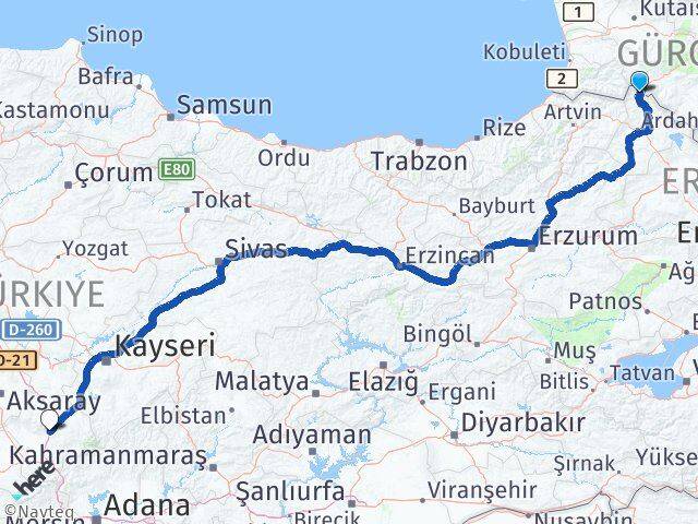 Ardahan Posof Niğde Arası Kaç Km - Yol Haritası