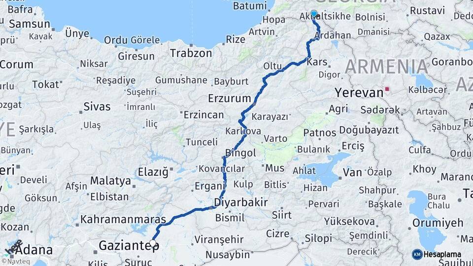 Ardahan Posof Şanlıurfa Arası Kaç Km - Yol Haritası