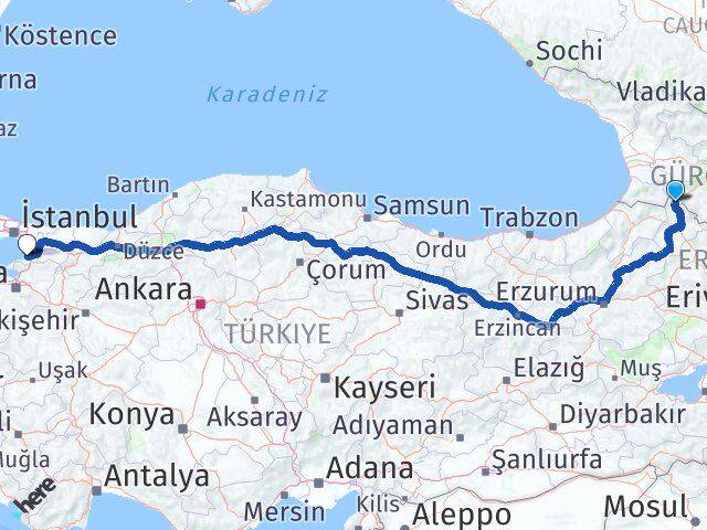Ardahan Posof Yalova Arası Kaç Km - Yol Haritası
