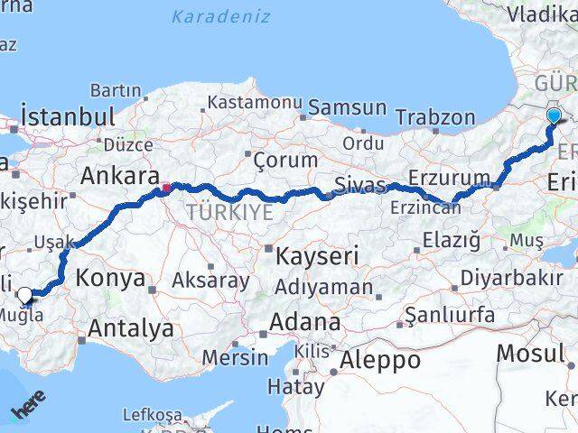 Ardahan Serinhisar Denizli Arası Kaç Km - Yol Haritası