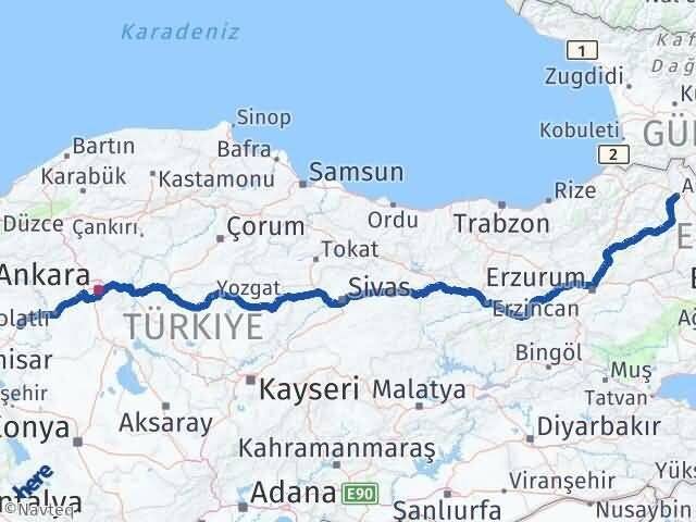 Ardahan Sivrihisar Eskişehir Arası Kaç Km - Yol Haritası