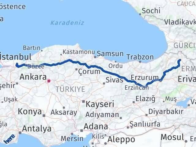 Ardahan Söğütlü Sakarya Arası Kaç Km - Yol Haritası