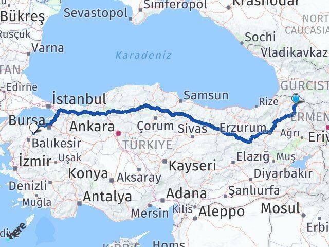 Ardahan Susurluk Balıkesir Arası Kaç Km - Yol Haritası