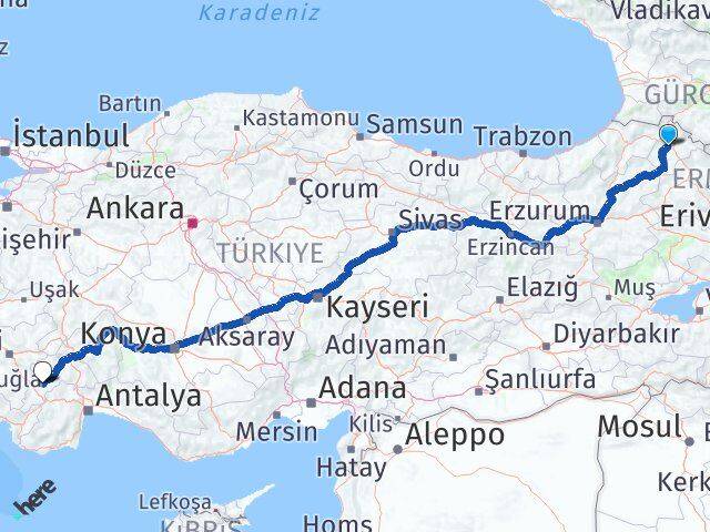 Ardahan Tefenni Burdur Arası Kaç Km - Yol Haritası