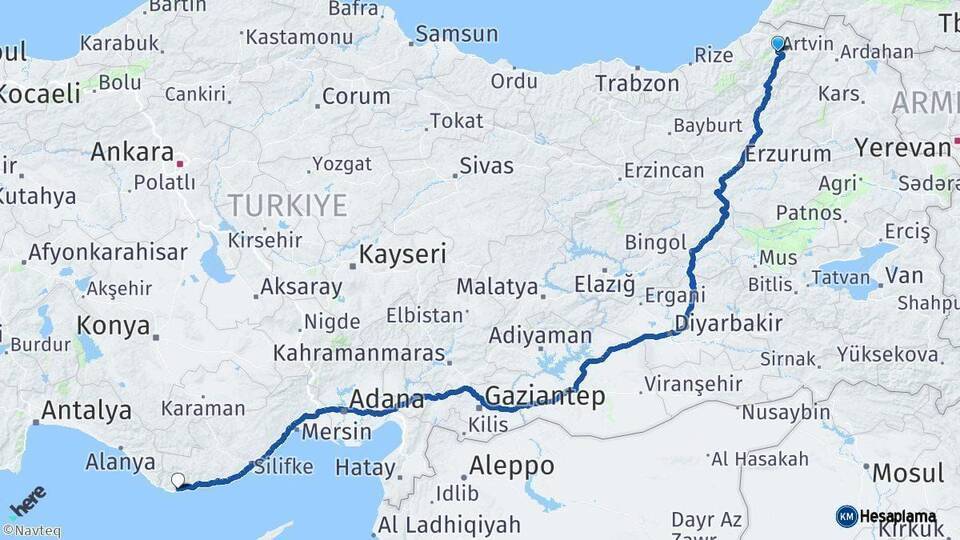 Artvin Anamur Arası Kaç Km - Yol Tarifi