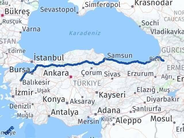 Artvin Ardanuç Balıkesir Arası Kaç Km - Yol Haritası