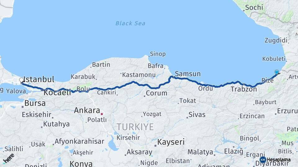 Arhavi İstanbul Arası Kaç Km - Yol Tarifi