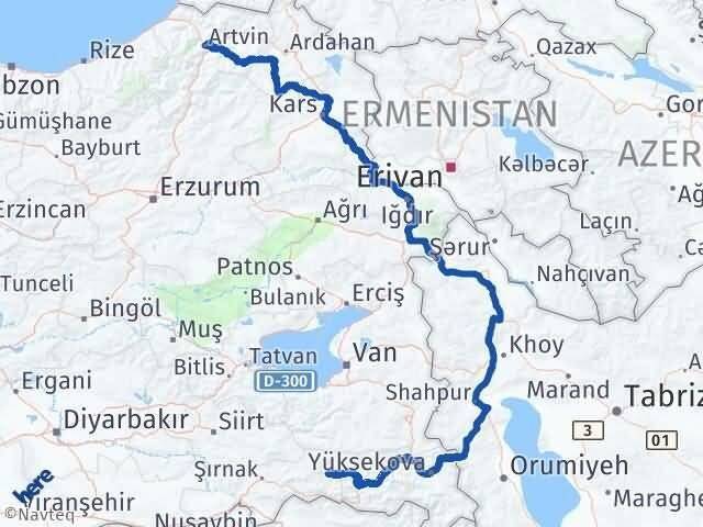 Artvin Beytüşşebap Şırnak Arası Kaç Km - Yol Haritası