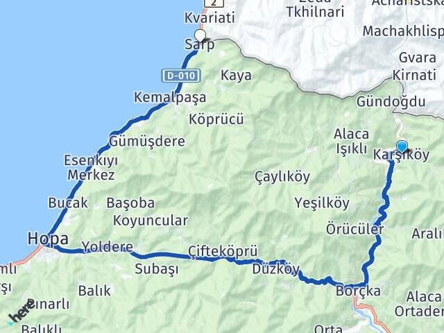 Karşıköy Sarp Arası Kaç Km - Yol Tarifi
