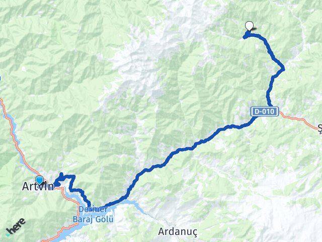 Artvin Çağlıyan Şavşat Arası Kaç Km - Yol Haritası