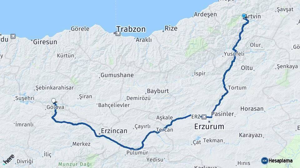 Artvin Çamoluk Arası Kaç Km - Yol Tarifi