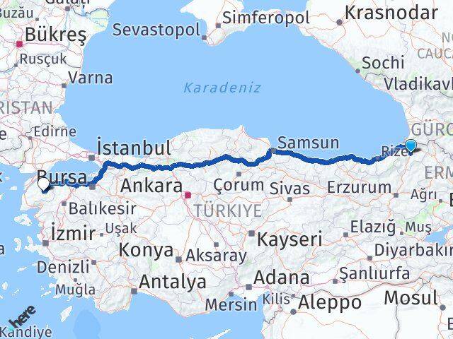 Artvin Çan Çanakkale Arası Kaç Km - Yol Haritası