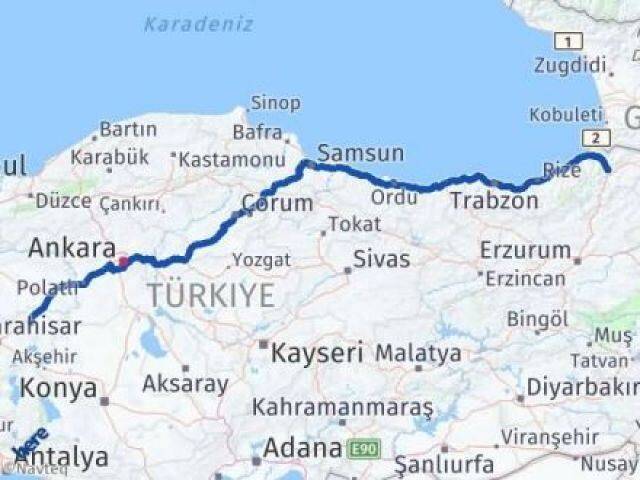 Artvin Emirdağ Afyonkarahisar Arası Kaç Km - Yol Haritası