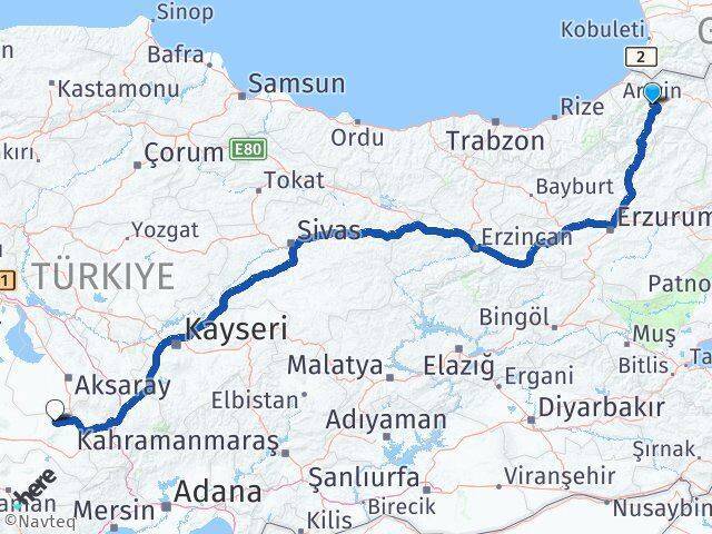 Artvin Emirgazi Arası Kaç Km - Yol Tarifi