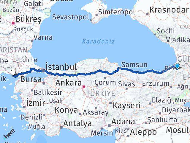 Artvin Enez Edirne Arası Kaç Km - Yol Haritası