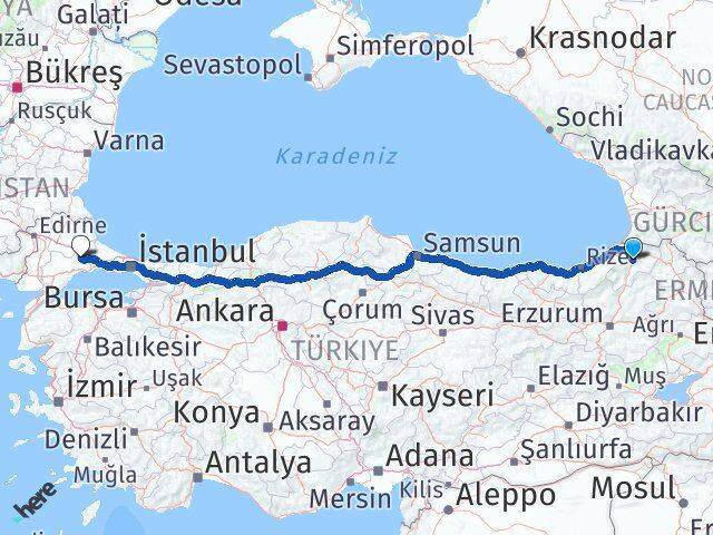 Artvin Ergene Arası Kaç Km - Yol Tarifi