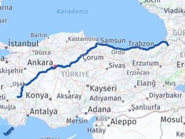 Artvin Evciler Afyonkarahisar Arası Kaç Km - Yol Haritası