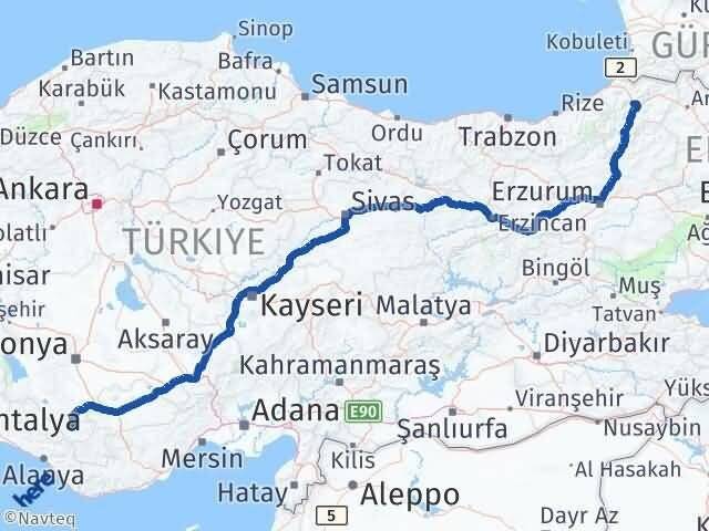 Artvin Hadim Konya Arası Kaç Km - Yol Haritası