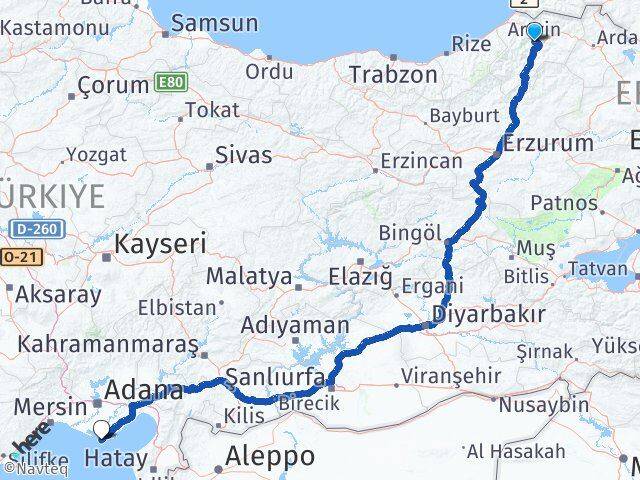 Artvin Karataş Adana Arası Kaç Km - Yol Haritası