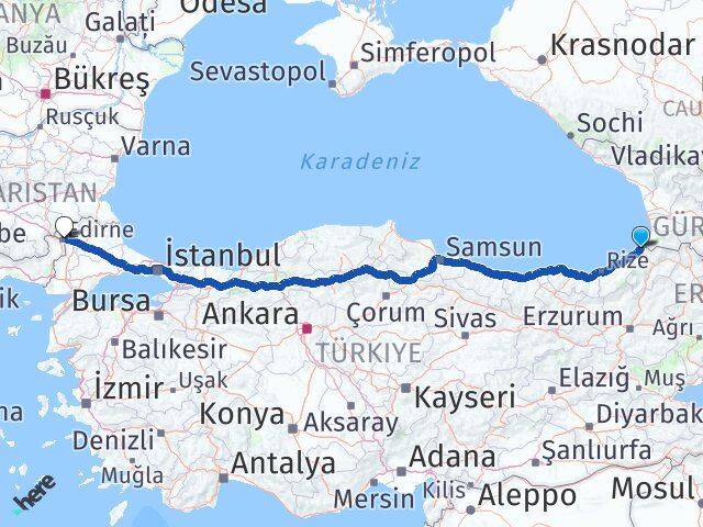 Artvin Kemalpaşa Edirne Arası Kaç Km - Yol Haritası
