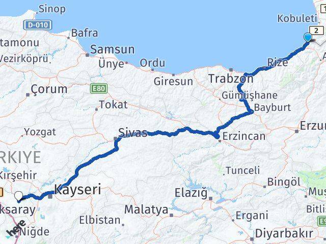 Artvin Kemalpaşa Nevşehir Arası Kaç Km - Yol Haritası