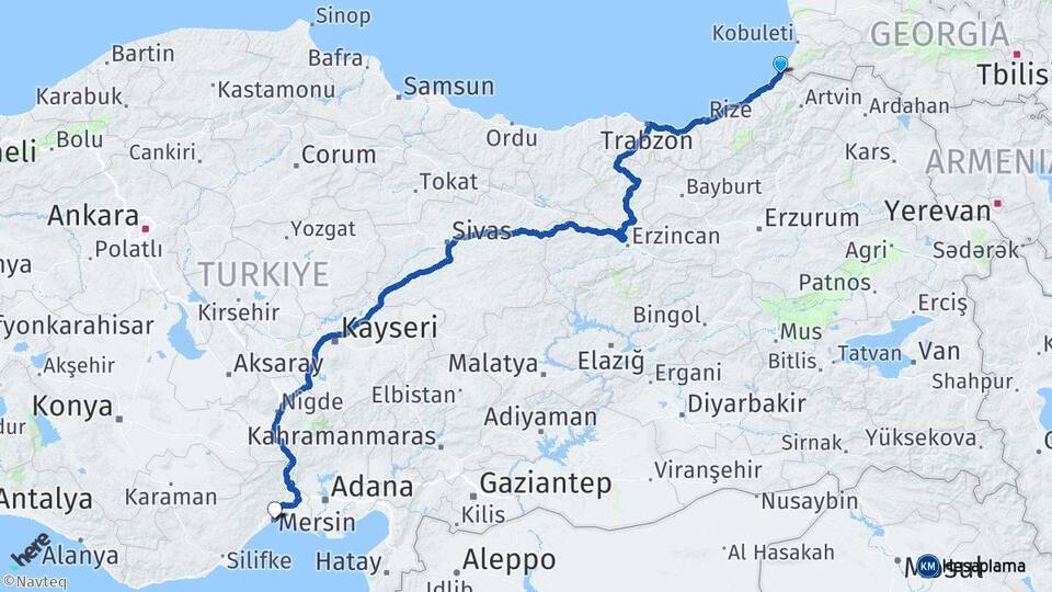 Artvin Kemalpaşa Sarp Mersin Arası Kaç Km - Yol Haritası