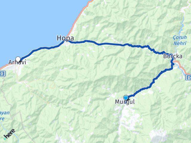Artvin Murgul Arhavi Arası Kaç Km - Yol Haritası