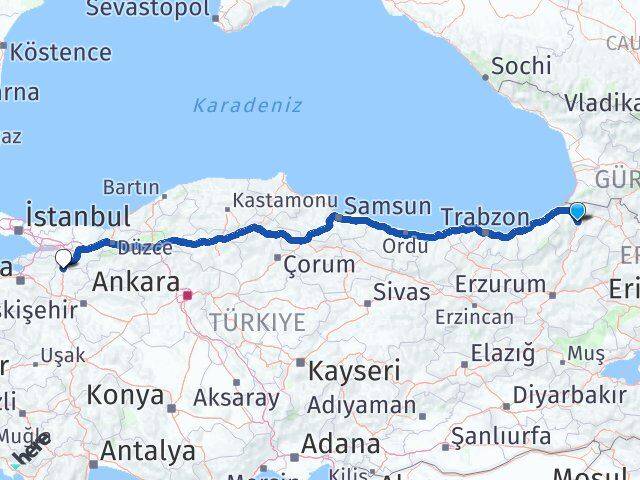 Artvin Osmaneli Bilecik Arası Kaç Km - Yol Haritası