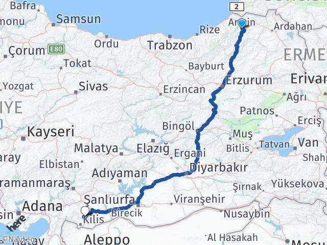 Artvin Şahinbey Gaziantep Arası Kaç Km - Yol Haritası