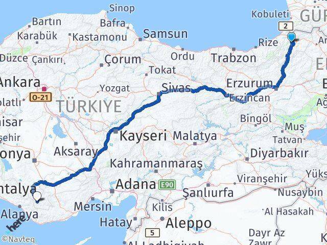 Artvin Sarıveliler Arası Kaç Km - Yol Tarifi