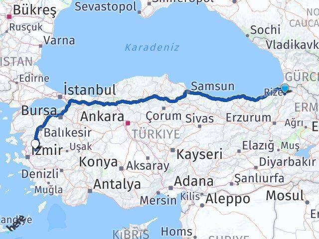 Artvin Saruhanlı Manisa Arası Kaç Km - Yol Haritası