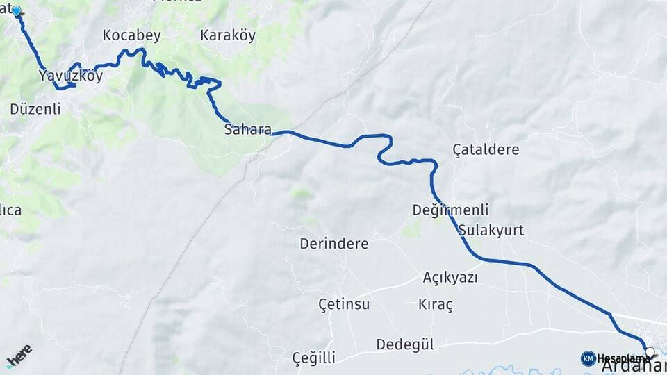 Artvin Şavşat Ardahan Arası Kaç Km - Yol Haritası