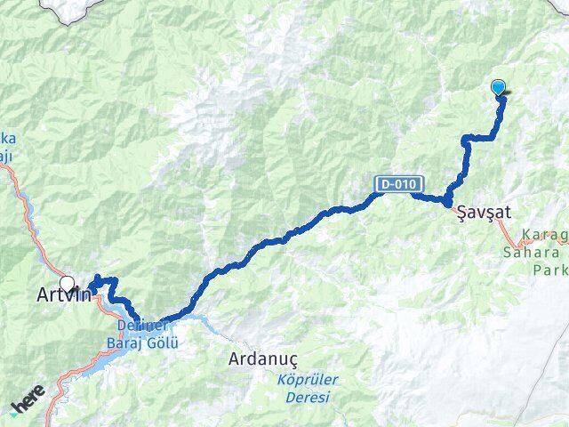 Çoraklı Artvin Arası Kaç Km - Yol Tarifi