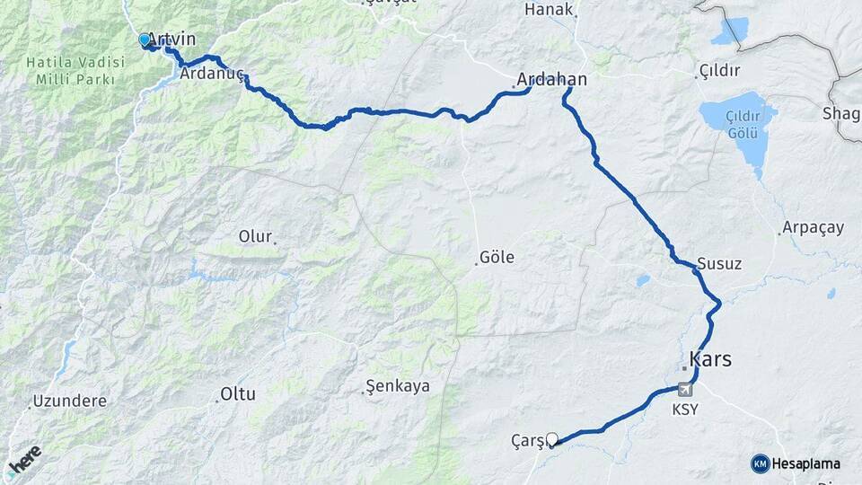 Artvin Selim Arası Kaç Km - Yol Tarifi