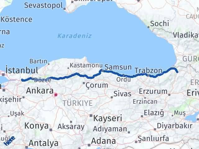 Artvin Serdivan Arası Kaç Km - Yol Tarifi