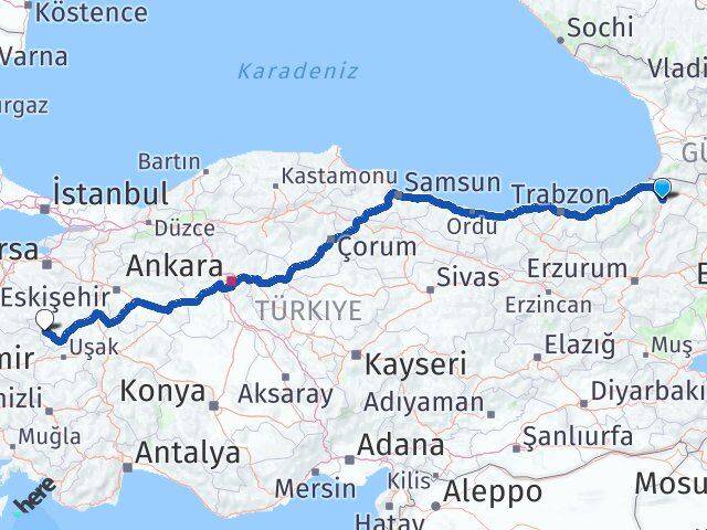 Artvin Simav Kütahya Arası Kaç Km - Yol Haritası