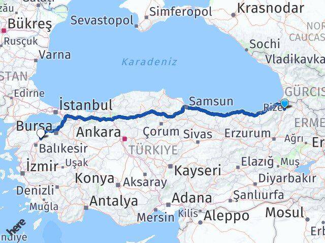 Artvin Susurluk Balıkesir Arası Kaç Km - Yol Haritası