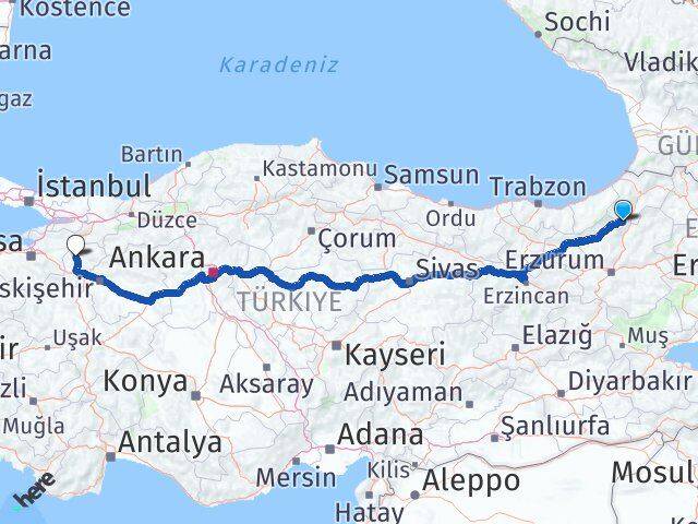 Artvin Yusufeli Bilecik Arası Kaç Km - Yol Haritası