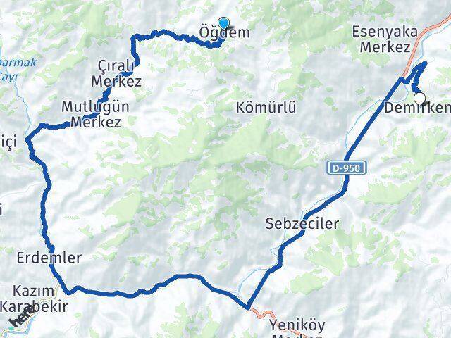 Öğdem Demirkent Arası Kaç Km - Yol Tarifi