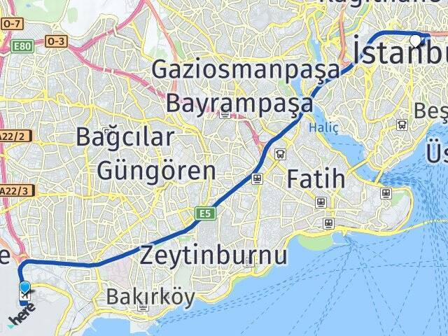 Atatürk Havalimanı Şişli Arası Kaç Km - Yol Tarifi