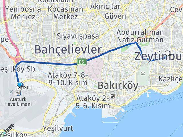 Atatürk Havalimanı Zeytinburnu Arası Kaç Km - Yol Tarifi