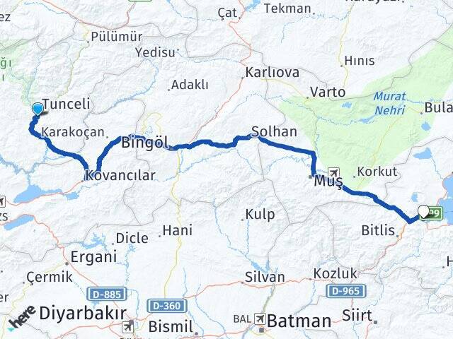 Atatürk Üniversitesi Tatvan Arası Kaç Km - Yol Tarifi
