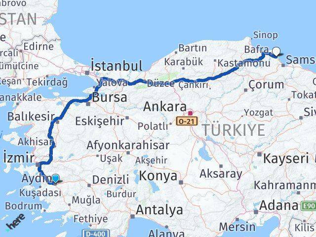 Aydın 19 Mayıs Samsun Arası Kaç Km - Yol Haritası