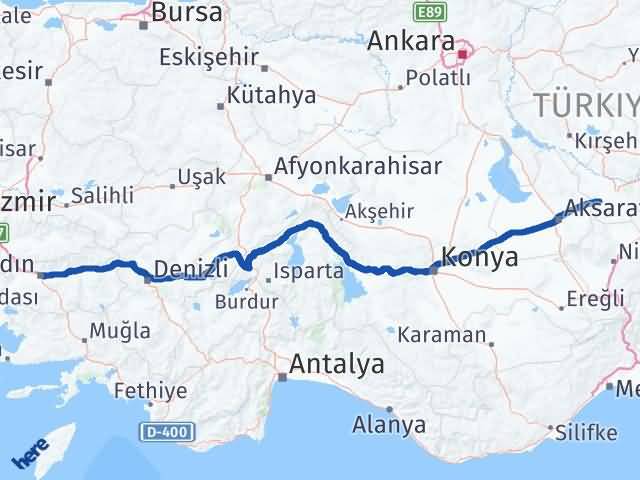 Aydın Acıgöl Nevşehir Arası Kaç Km - Yol Haritası