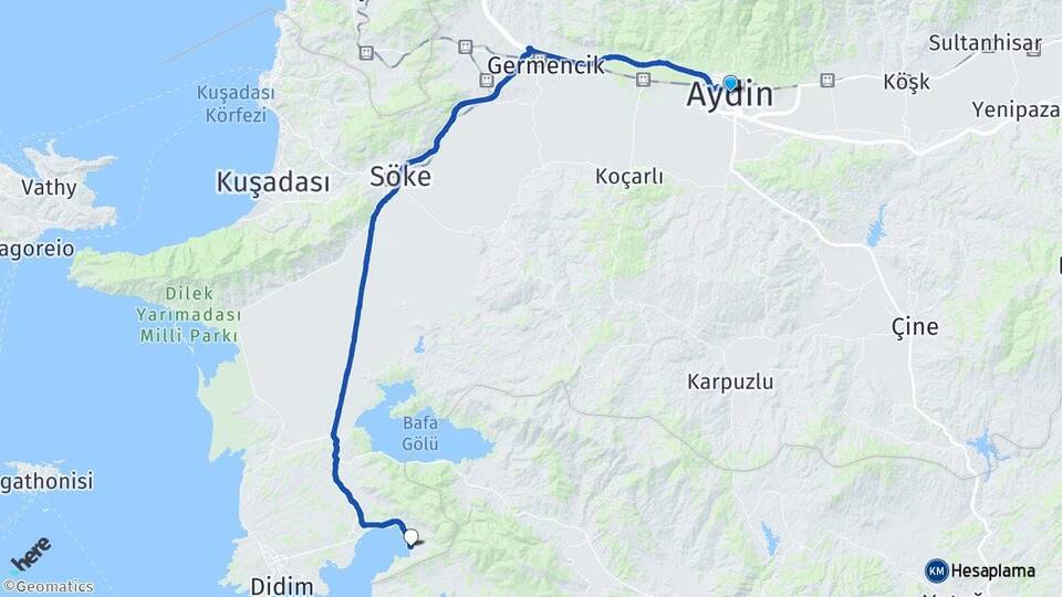 Aydın Akbük Didim Arası Kaç Km - Yol Haritası